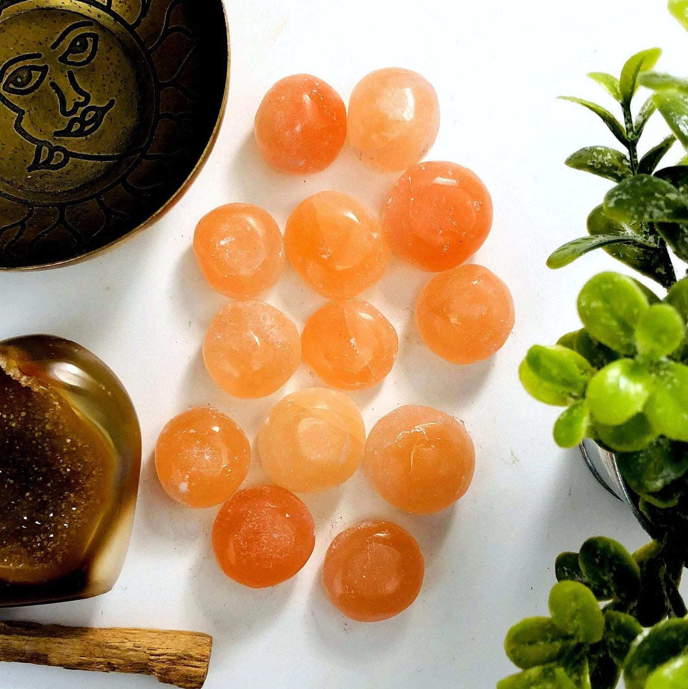 Orange Selenite Tumbled Freeform Stones - Medium Size