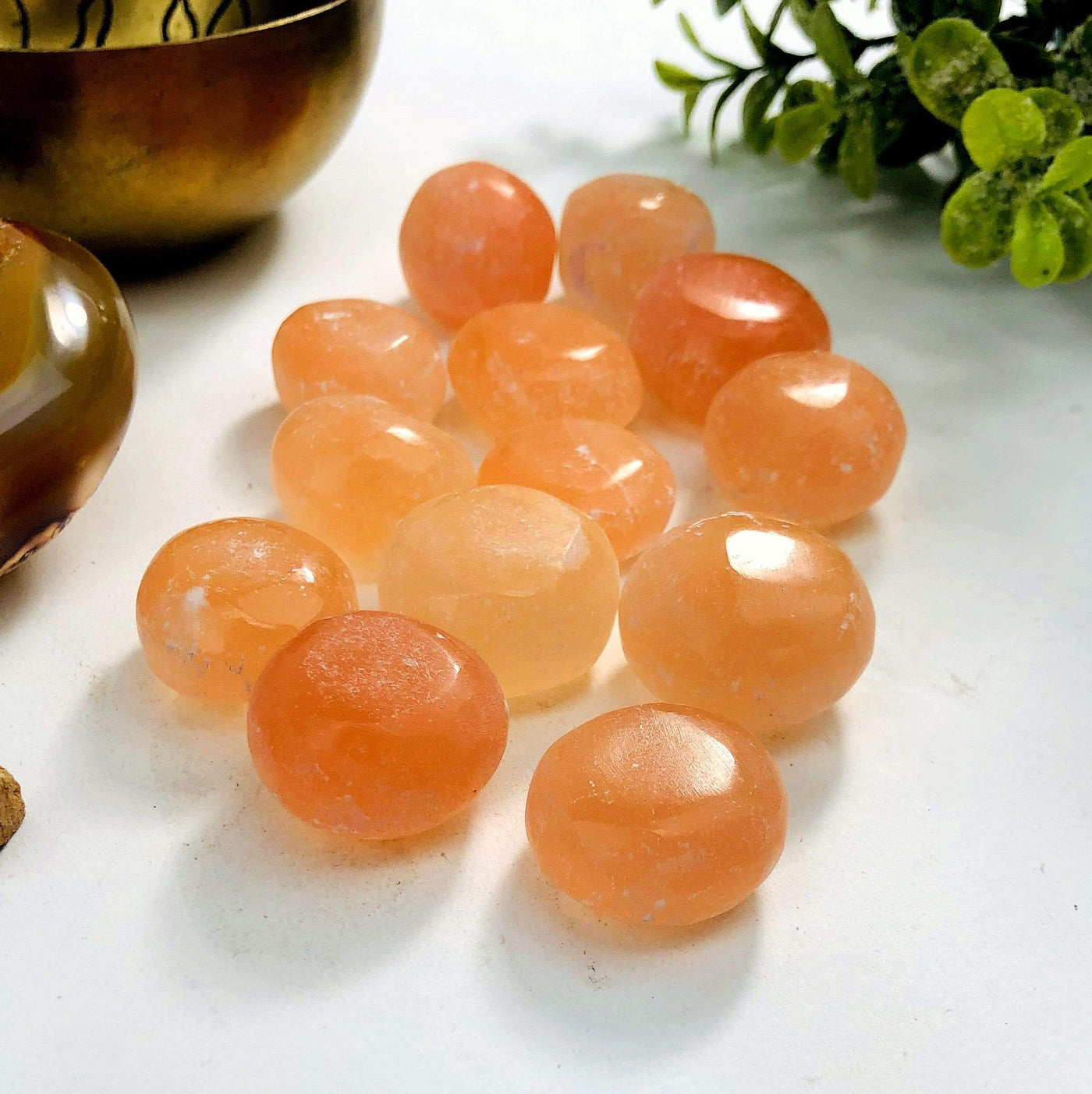 Orange Selenite Tumbled Freeform Stones - Medium Size