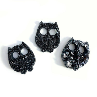 owl cabochons available in platinum druzy 
