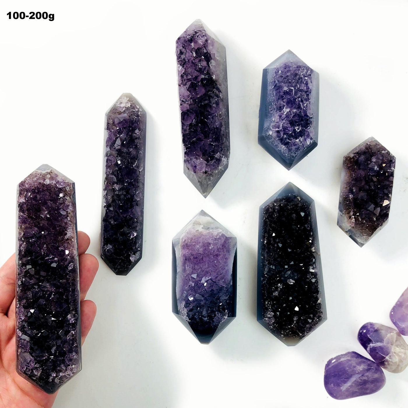amethyst druzy polished double points is 100-200g