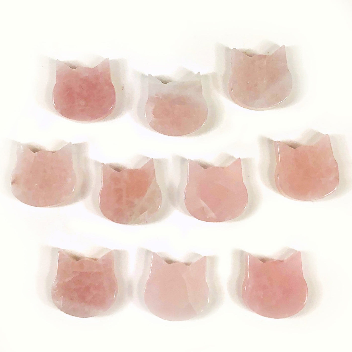 cat stone heads available in rose quartz