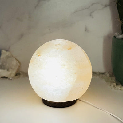 Himalayan Salt Lamp sphere lit up