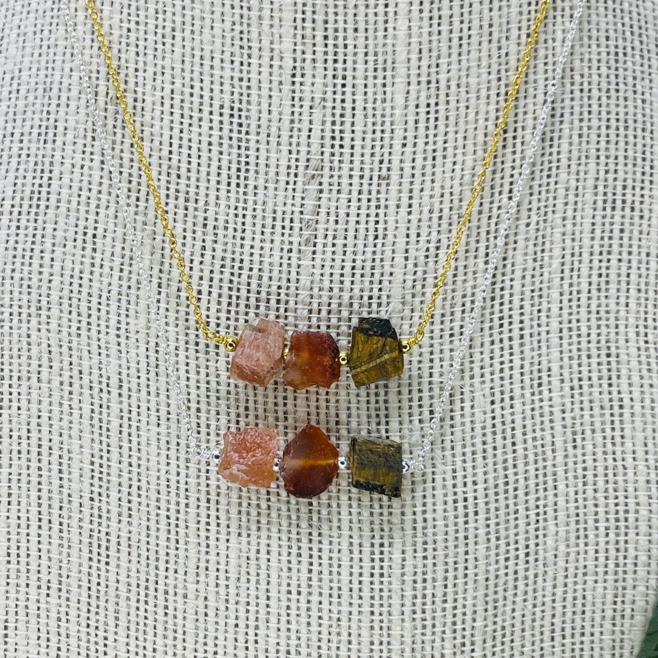 Chakra Collection 3Stone Necklace in Gold and Sterling Finish - Sacral Chakra