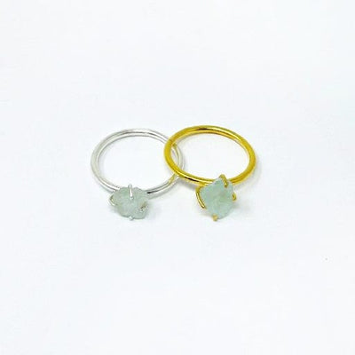 Aquamarine Gemstone Rings in Gold and Silver