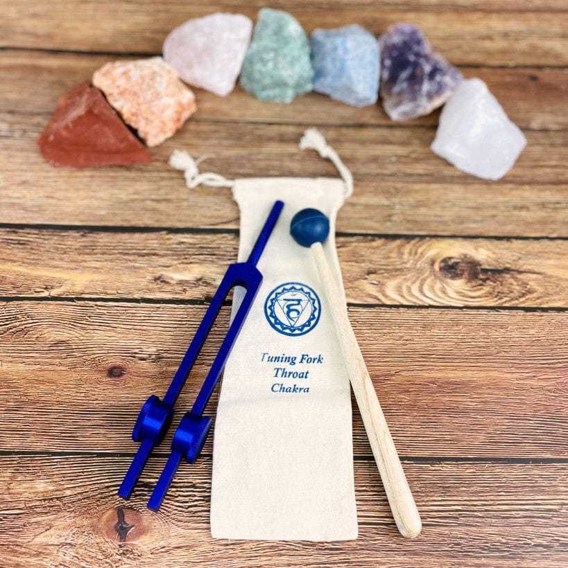 Throat Chakra Tuning Fork and Mallet and Pouch