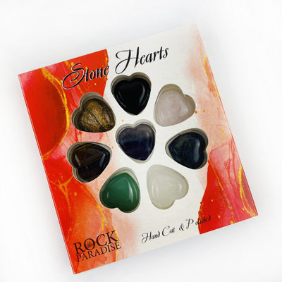 Boxed set of 4 heart shaped stones