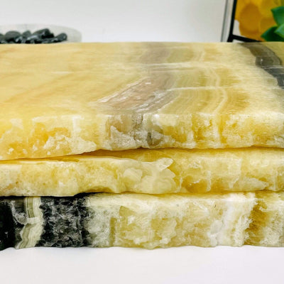 stack of 3 Mexican onyx platters