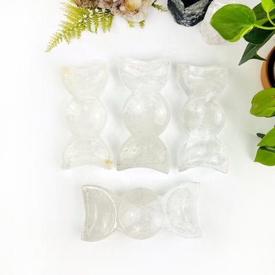 4Stone Triple Moon Goddess Bowls in crystal quartz