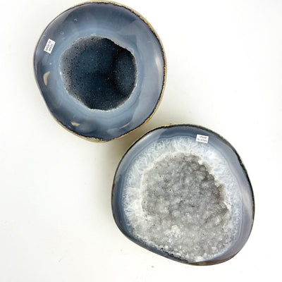 2 Agate Geodes with Druzy Centers overhead