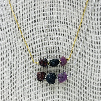 Chakra Collection 3Stone Necklace in Gold and Sterling Finish - Root Chakra