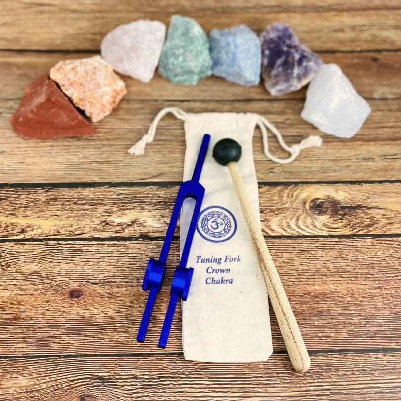 Crown Chakra Tuning Fork and Mallet and Pouch