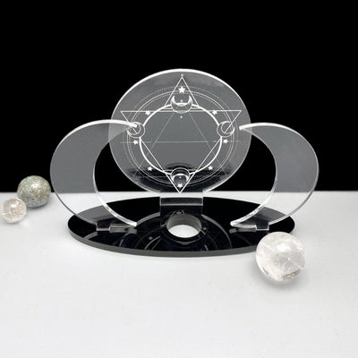 Acrylic Sphere Holder Sacred Geometry - 6 Pointed Star with no sphere. Surrounding spheres are for display.