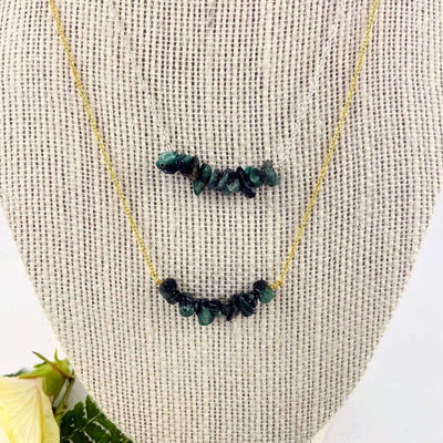 Emerald Stone Necklace - May Birthstone - Gold over Sterling or Sterling Silver Adjustable Length shown up close