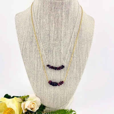 Ruby Stone Necklace - July Birthstone - Gold over Sterling or Sterling Silver Adjustable Length