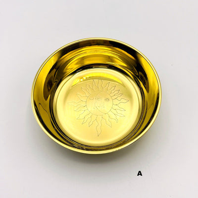 Sun and moon Brass Offering Bowl on a white background