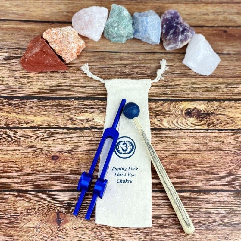 Third Eye Chakra Tuning Fork and Mallet and Pouch