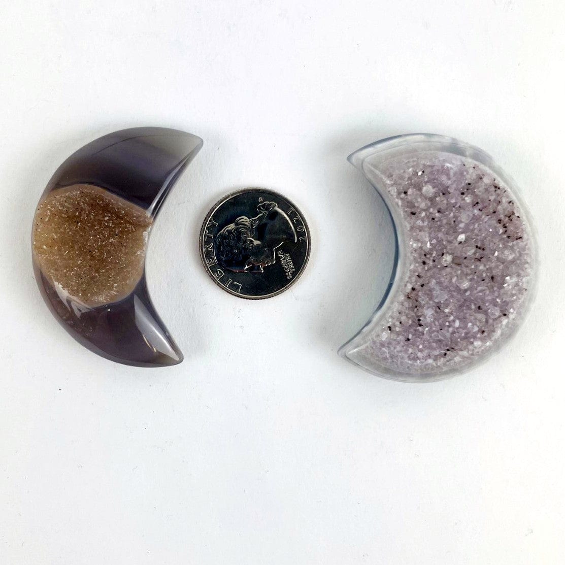 Druzy Moon  - Natural Agate with a quarter for size