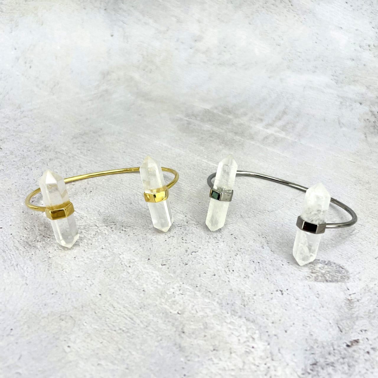 crystal quartz Crystal Point Cuff in gold and silver