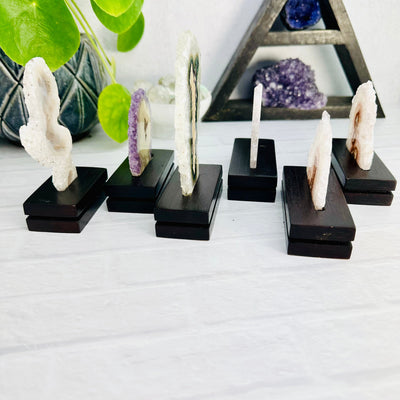  Stalactite Slices On Wooden Base - side view of all six choices