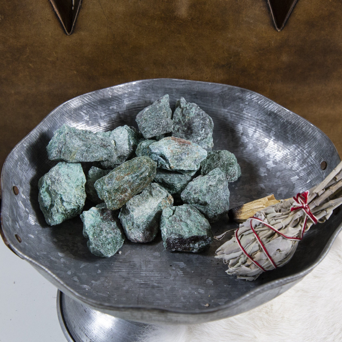 Fuchsite Rough Stones - in a bowl