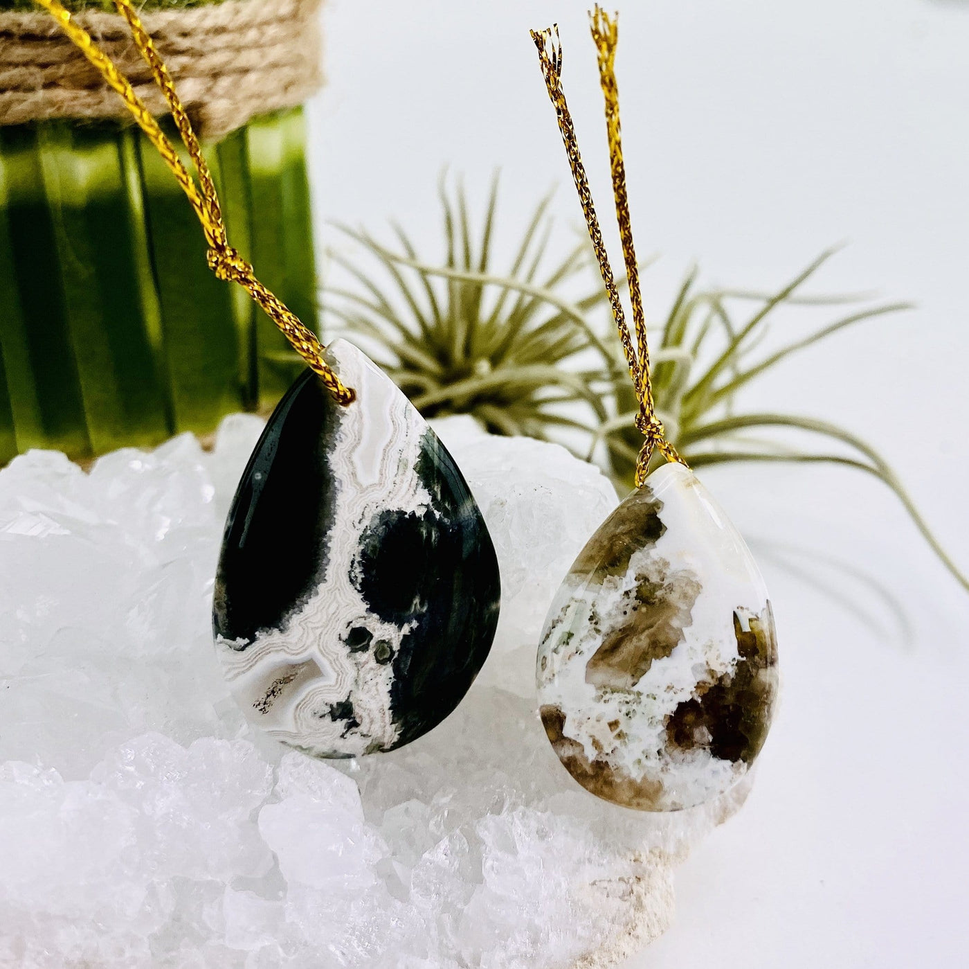 close up of jasper tumbled pendants