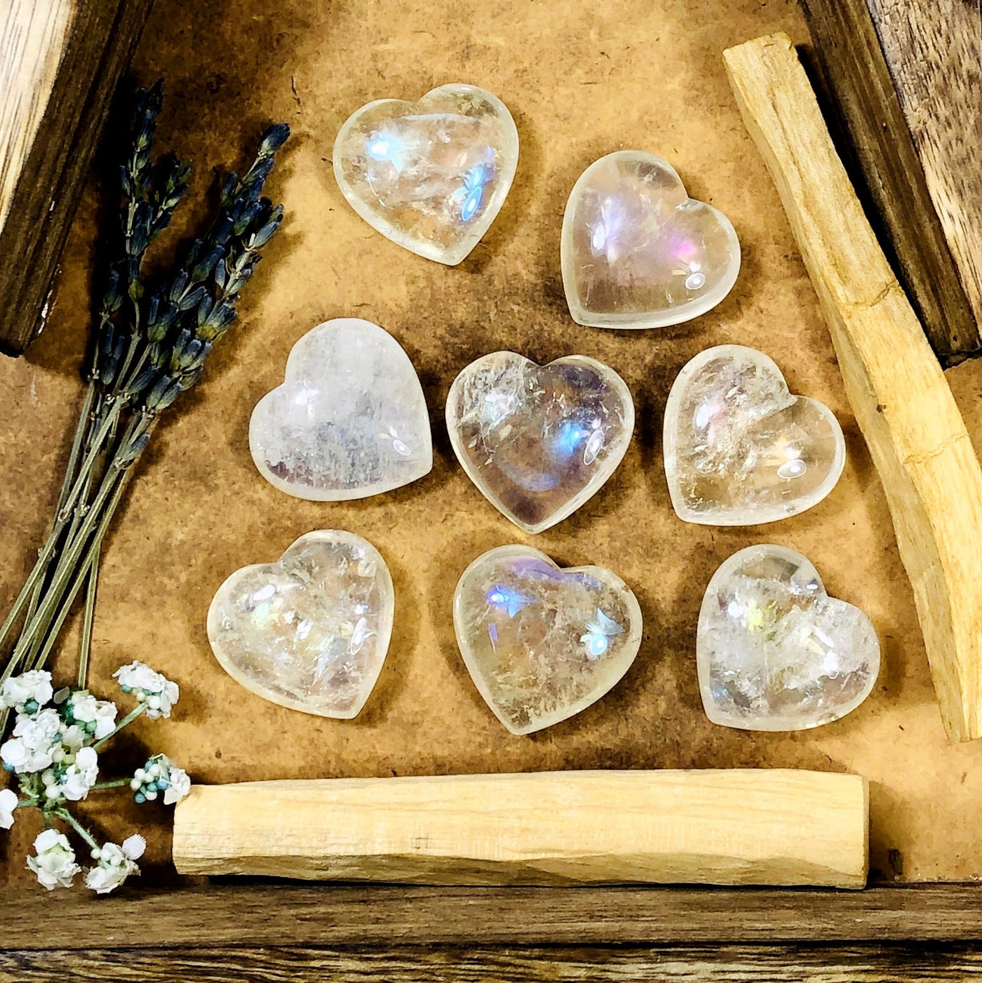 Crystal Heart Angel Aura - top view of eight crystal hearts