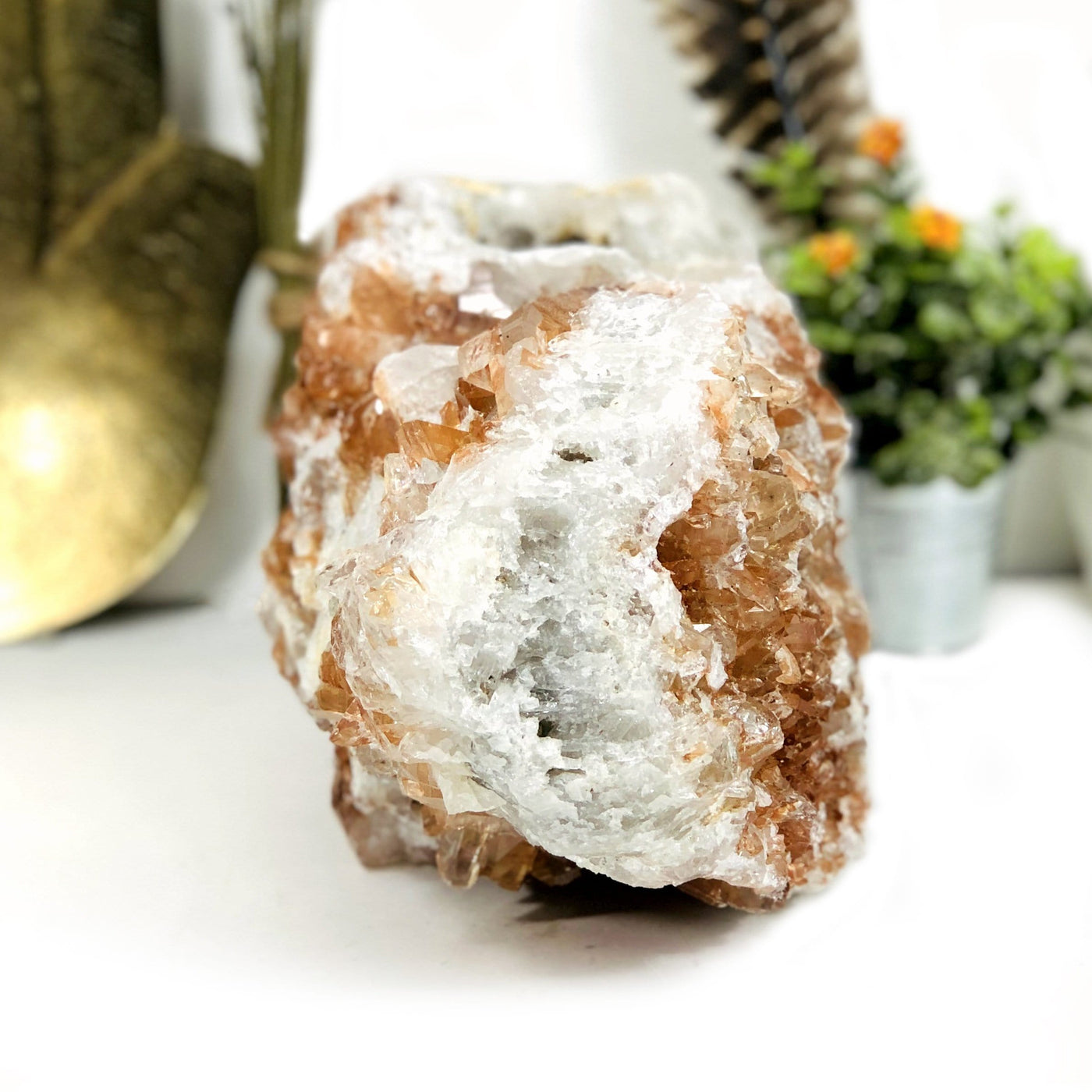 This is a ONE OF A KIND. Tangerine quartz cluster that Measures approx.: 11.50" x 6.75" x 5"
