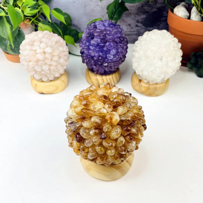 Tumbled Citrine Stone lamp in front with other options behind