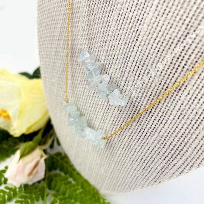 Aquamarine Stone Necklace - March Birthstone - Gold over Sterling or Sterling Silver Adjustable Length from above