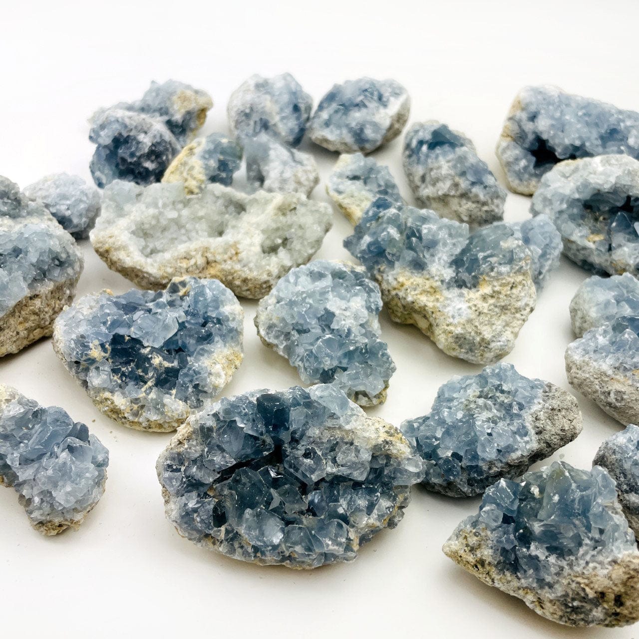 Celestite Crystals from a side view