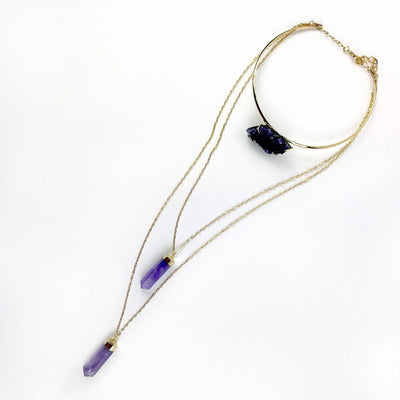 Amethyst Layering Necklace from an overhead view