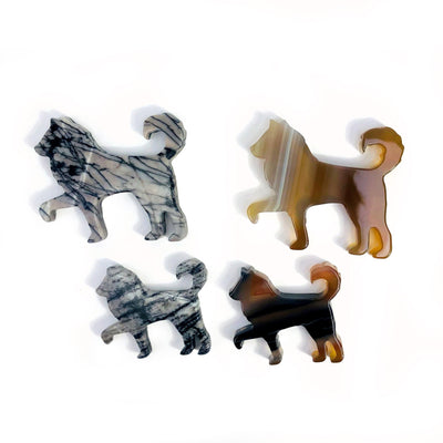 Gemstone Wolves shown here in large and small sizes and natural agate and jasper