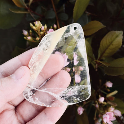 Crystal Quartz Drilled Pendant up close