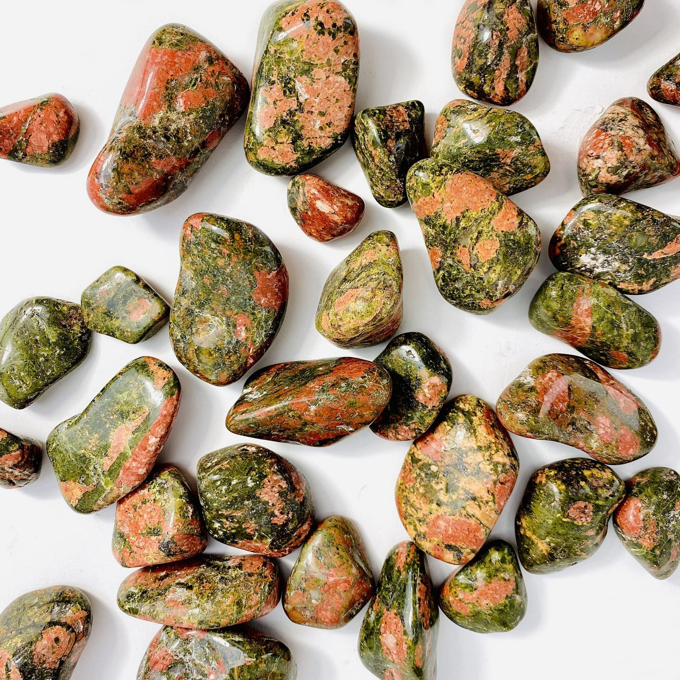 30 Unakite Tumbled Stones in different size variations