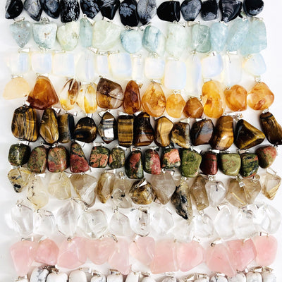 Tumbled Gemstone Extra Grade Pendants, various colors displayed