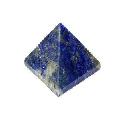 Single Petite Lapis Pyramid in whote background close up