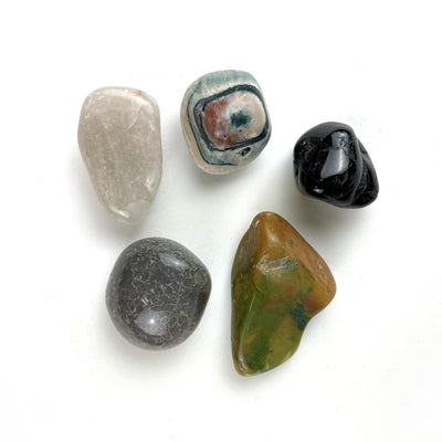 5 Large Tumbled Gemstones showing a variation