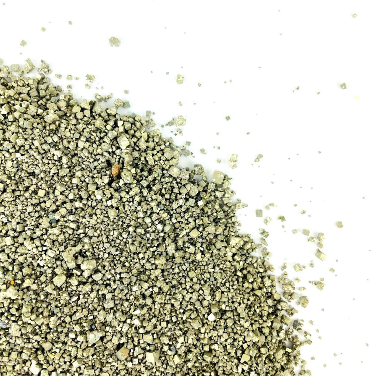 Pyrite Dust displayed on a white surface.
