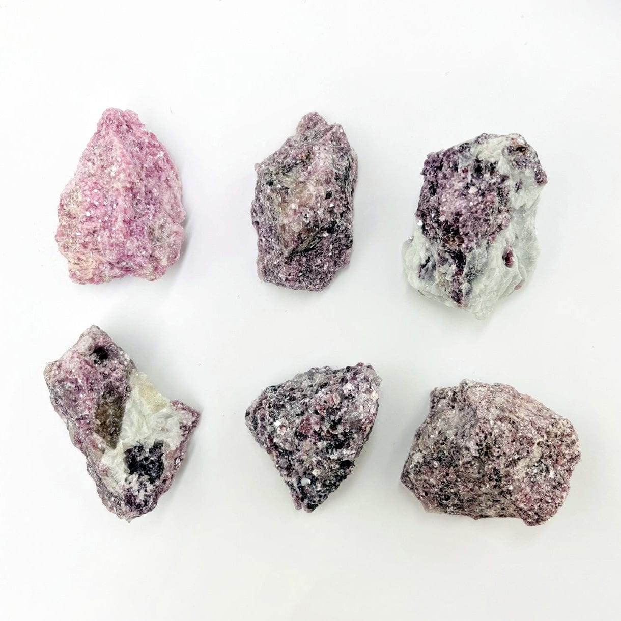 6 Lepidolite Natural Stones