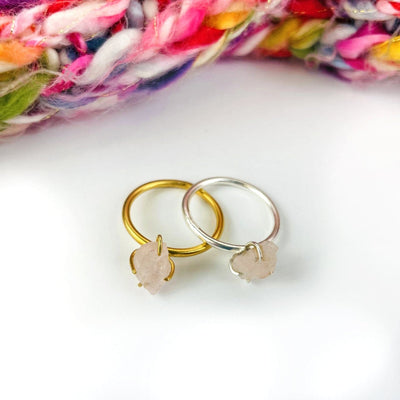 Rose Quartz Gemstone Rings in Gold and Silver