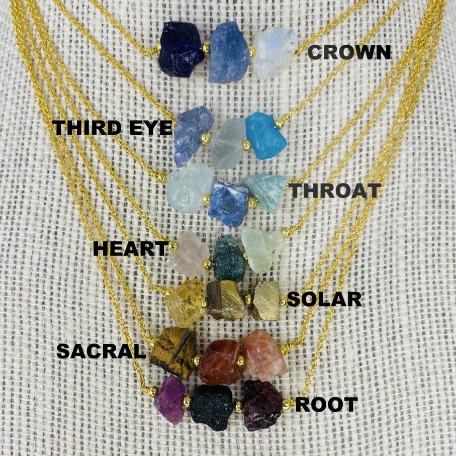 Chakra Collection 3Stone Necklaces with Names of Chakra