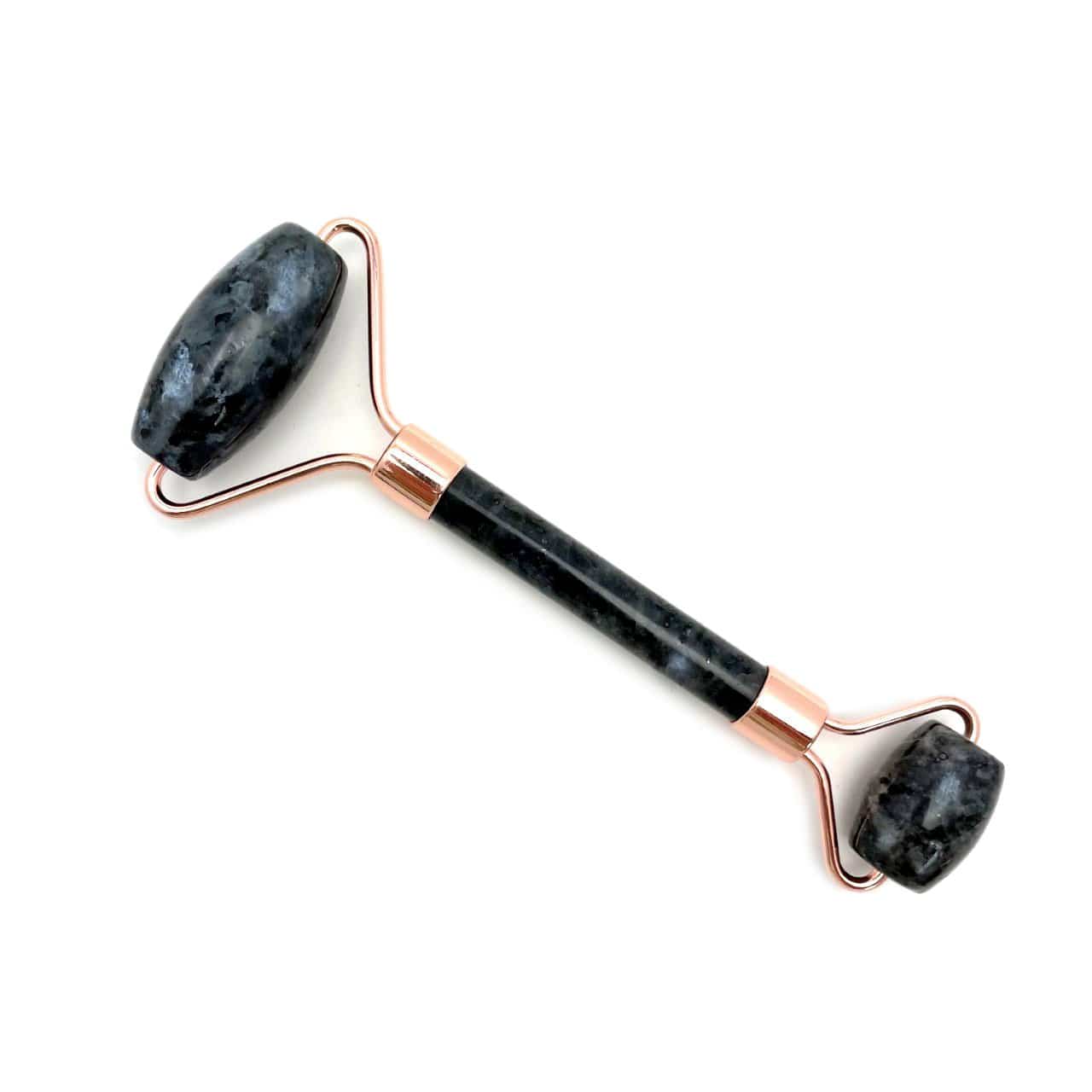 Larvikite Stone Facial Roller with rose gold