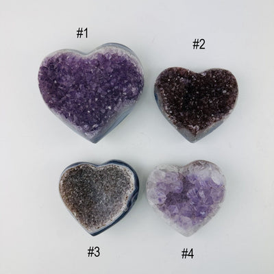 Amethyst Crystal Gemstone Hearts with the choice # called out for you to choose