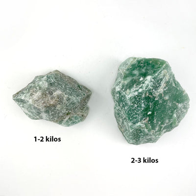 Green Quartz Quartz Chunk stones, one is 1-2 kilos and the other is 2-3 kilos