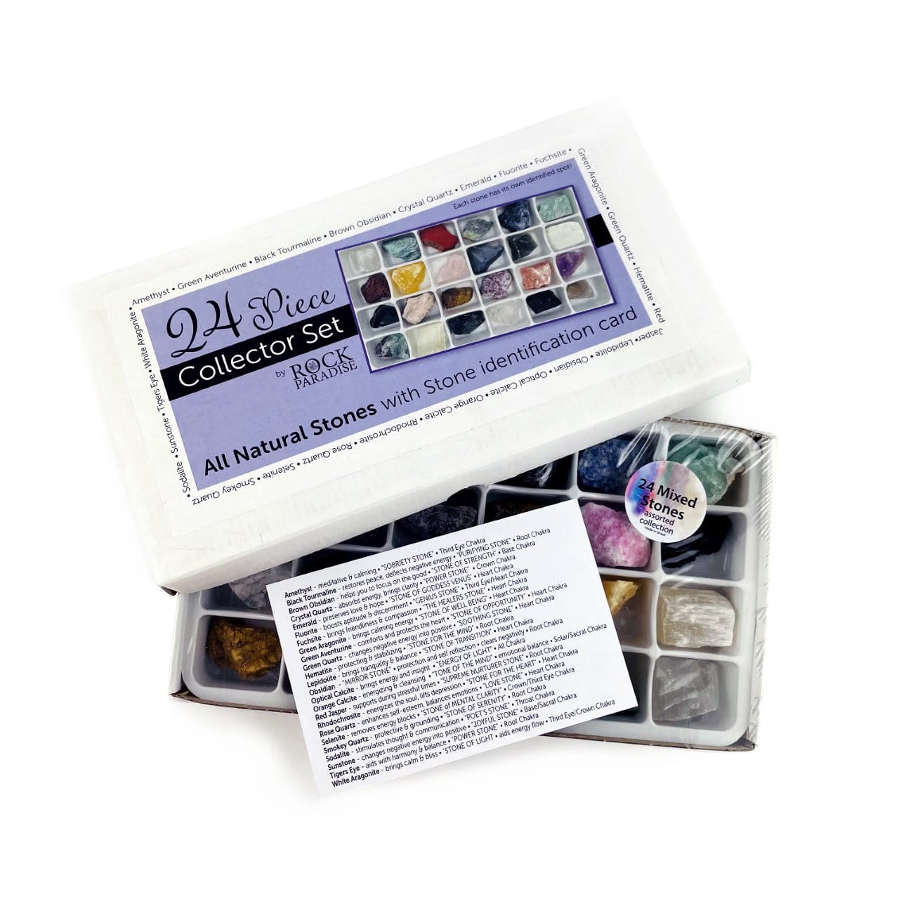 Mixed Assorted Stones By The Box with description card of each stone