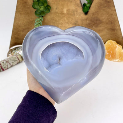 hand holding up Large Agate Druzy Heart