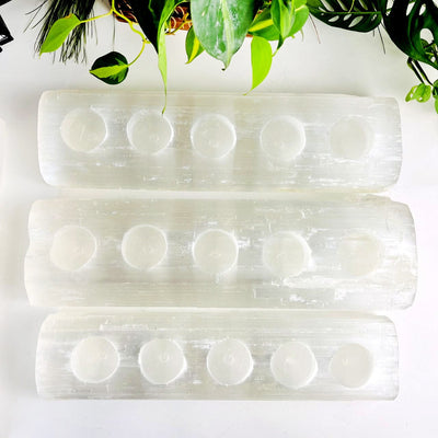 3 assorted size - Selenite Candle Holder XL Size with 5 Holes for Votives