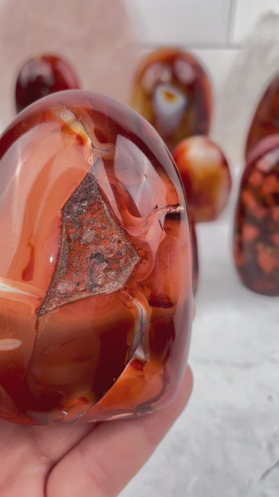 Carnelian Polished Crystal Cut Base - By Weight