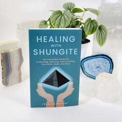 the book healing with shungite standing showing the front cover with a white background
