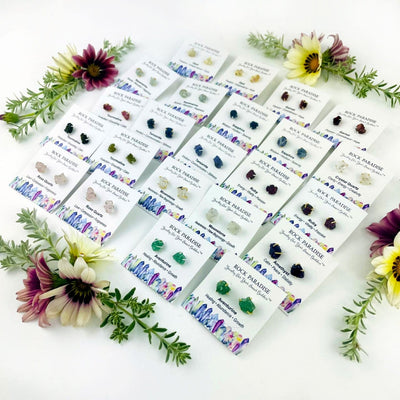 Gemstone Stud Earrings, showing all the different stones available
